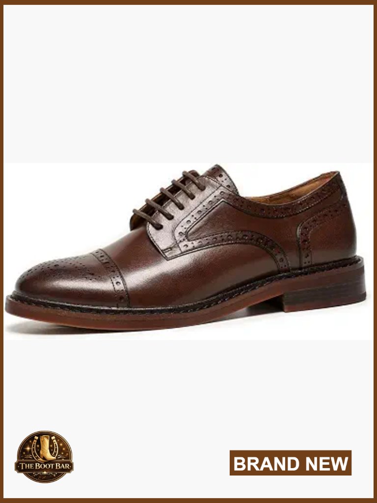 Women's Oxfords Perforated Brogue Cap Toe Dress Shoes Lace Up Classic Leather